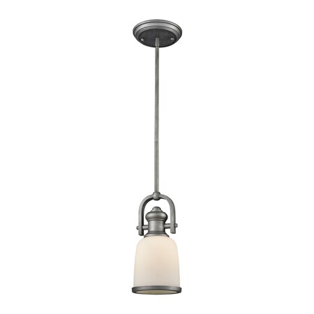 Elk Lighting Brooksdale 1-Lght Mini Pndnt Weathered Zinc w/Wht Glass 66681-1-LA